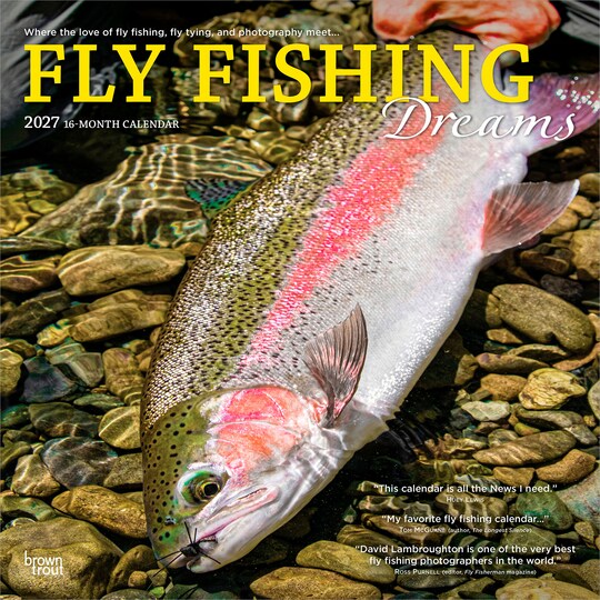 BrownTrout; Fly Fishing Dreams OFFICIAL | 2027 12 x 24 Inch (Hanging) Monthly Square Wall Calendar | Plastic-Free; Category:Wall Calendars; Image:1